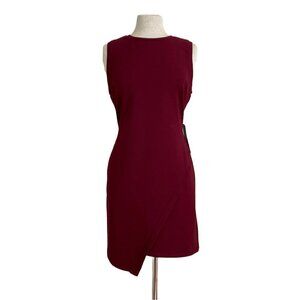 Olivia Grey Elaina Burgundy Ponte Asymmetric Dress